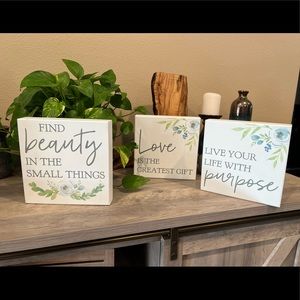 Love Beauty Purpose Wood Block Signs